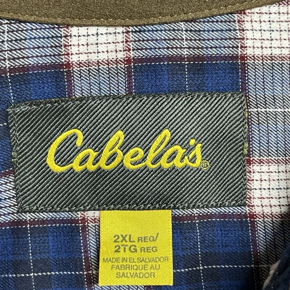 Cabela's Flip Cuff Button Down Shirt Men's 2XL Cotton Plaid Long‎ Sleeve Country